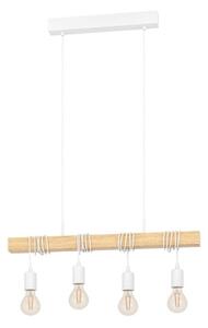 Lampadario A Sospensione Townshend Acciaio Legno 4 Luci E27 Ip20