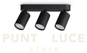 Dynamite faretto nero orientabile 3 luci attacco gu10 27,5cm lampad