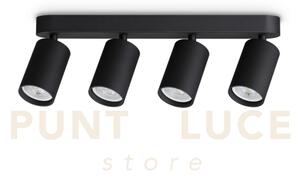 Dynamite faretto nero orientabile 4 luci attacco gu10 38,5cm lampad