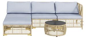 Outsunny Set 5 pezzi salotto da giardino basso modulabile per 4 persone in resina intrecciata effetto rattan