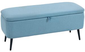 HOMCOM Panca contenitore con coperchio ribaltabile e gambe in acciaio per camera da letto soggiorno ingresso 101x38,5x44,5 cm Blu Chiaro | Aosom Italy