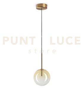 Equinoxe sospensione in vetro ambra e ottone antico 1 luce attacco 