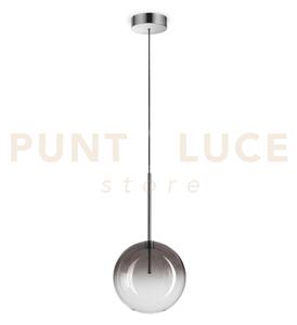 Equinoxe sospensione in vetro fume' e cromo 1 luce attacco g4 d.20cm