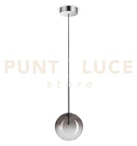 Equinoxe sospensione in vetro fume' e cromo 1 luce attacco g4 d.15cm