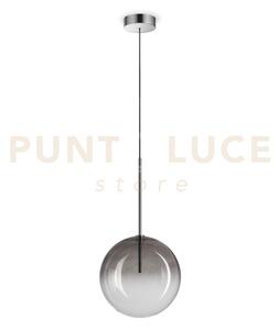 Equinoxe sospensione in vetro fume' e cromo 1 luce attacco g4 d.25cm