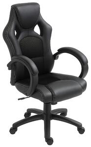 Sedia da Gaming ad Altezza Regolabile, Sedia da Ufficio con Funzione a Dondolo, Girevole e Reclinabile, 71x61x108-118 cm, Nera