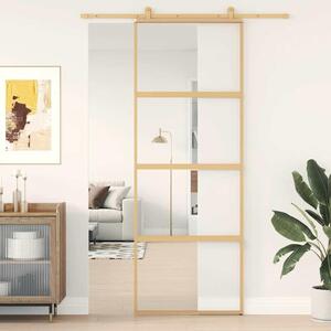Porta scorrevole in vetro - Sistema per porte interne - Per dividere gli ambienti - Design elegante - 76x205 cm - Oro