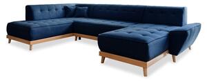 Divano letto a U blu navy, angolo sinistro Dazzling Daisy - Miuform