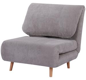 Poltrona Letto Reclinabile 2 in 1 con Seduta Extra-Large 82x89x 83 cm in Tessuto Effetto Velluto Grigio