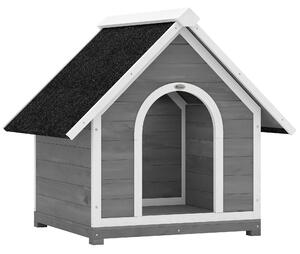 PawHut Cuccia per Cane da Esterno Casa per Cane Corpo Completamente Apribile per Pulizia Facile 84x101x86 cm Grigio e Bianco | Aosom Italy