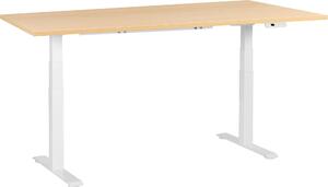 BELIANI Scrivania regolabile in altezza piano marrone chiaro struttura in acciaio bianco 180 x 72 cm regolazione elettrica in altezza ufficio moderno