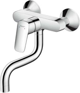 Rubinetto da cucina, montaggio a parete - Miscelatore per lavello da cucina - Design igienico - Girevole a 180 gradi - Distanza tra i fori di montaggio: 150 mm - Cromato