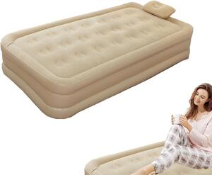 Materasso gonfiabile autogonfiante - Materasso gonfiabile per campeggio - Ideale per il relax all'aperto - Pompa automatica integrata - Disponibile in versione singola o matrimoniale - Colore: beige