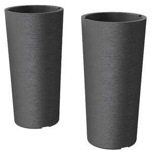 Outsunny Set da 2 vasi impilabili vaso con fori 35x35 cm vasi tondi grigio scuro | Aosom Italy