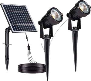V-TAC VT-11031 Faretto led con picchetto lampada da giardino con pannello solare 2pz x1.2W colore nero luce 3000k IP65 - 20488