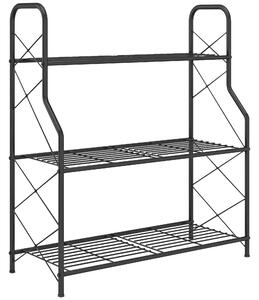 Outsunny Portapiante a 3 Livelli per Interni ed Esterni in Metallo, 69x28.5x78 cm, Nero | Aosom Italy