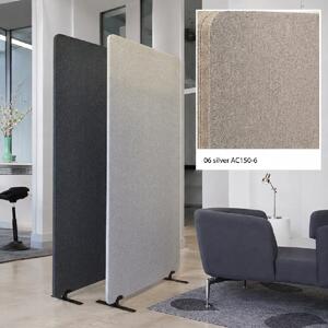 Divisorio Bilnora 160x60x2,5 cm, rivestito in tessuto, colore Silver
