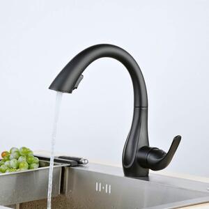 Miscelatore per rubinetto da cucina, nero, rubinetto monocomando per lavello da cucina professionale con doccetta estraibile