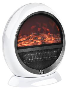 Camino Elettrico con Effetto Fiamma Ruotabile e Portatile, Caminetto Elettrico 1500W con Protezione da Surriscaldamento, 30.5x18x35cm, Bianco