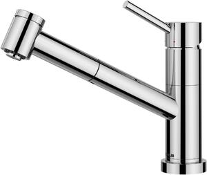 Rubinetto da cucina - Rubinetto per lavello - Adatto per montaggio vicino alla finestra - Doccetta estraibile - Altezza: 1397 mm - Cromato