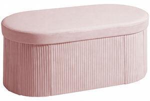 HOMCOM Pouf Contenitore Pieghevole con Vano da 72L e Rivestimento in Velluto, 76x38x35 cm, Rosa | Aosom Italy
