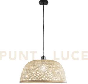 Lampadario a sospensione bamboo in metallo e bamboo 1 luce attacco 