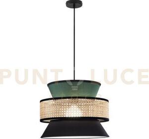 Lampadario a sospensione gazebo verde nero rattan naturale 1 luce a
