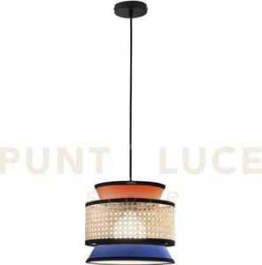 Lampadario a sospensione gazebo arancione blu rattan naturale 1 luc