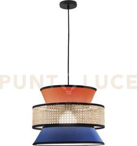 Lampadario a sospensione gazebo arancione blu rattan naturale 1 luc