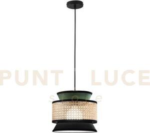 Lampadario a sospensione gazebo verde nero rattan naturale 1 luce a
