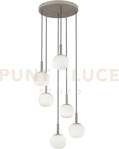 Lampadario a sospensione eris bianco e marrone sei pendenti in allu