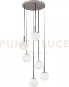 Lampadario a sospensione eris bianco e marrone sei pendenti in allu