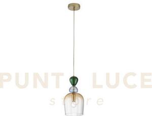 Lampadario a sospensione gaudi ambra e colori sfumati in vetro 1 lu