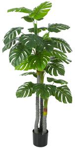 HOMCOM Albero Artificiale Pianta Artificiale Monstera H.1,5 m Tronco Rami Lichene Foglie a Forma di Tartaruga Grande realismo Vaso Incluso | Aosom Italy