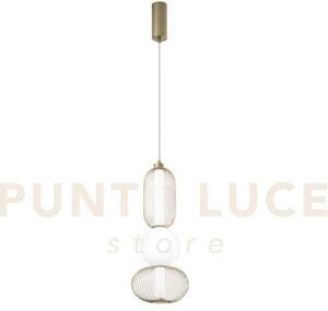Lampadario a sospensione led inkas oro in vetro 24w 2460lm cct 3000