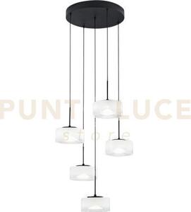 Lampadario a sospensione led emily bianca cinque pendenti in vetro 