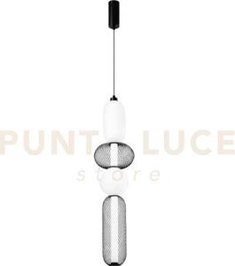 Lampadario a sospensione led inkas nera in vetro 36w 3720lm cct 300