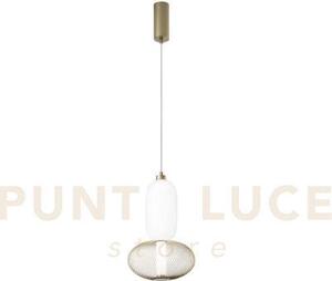 Lampadario a sospensione led inkas oro in vetro 18w 1860lm cct 3000