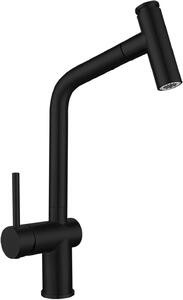 Rubinetto da cucina estraibile - Miscelatore per lavello da cucina - Ideale per la pulizia del lavello - Rotazione a 360 gradi - Bocca di uscita da 3,5 cm - Colore nero