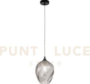Lampadario a sospensione majesty grigia in vetro 1 luce attacco e27