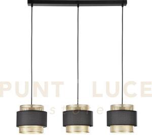 Lampadario a sospensione lounge tre pendenti oro e nero in metallo 