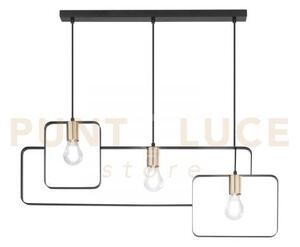 Lampadario a sospensione smith nera e oro 3 luci attacco e27 88,5x1