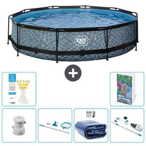 Piscina fuori terra "Exit Pool Rund" - Design effetto pietra - 360x76 cm - 5 pezzi - Modello S323