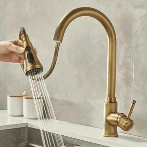 Rubinetto da cucina in ottone - Miscelatore per lavello - Lavorazione per cucina - Bocchetta girevole a 360° - Monoforo - Ottone