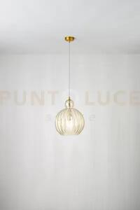 Lia sospensione in vetro e metallo cognac specchiato + ottone bruni