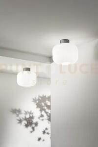 Lucerna plafoniera ceramica e metallo bianco satinato + grigio scur