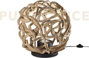 Lume epigea diametro 50cm in legno intrecciato e base nera