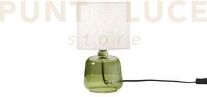Lume emerald verde in vetro con paralume in tessuto 1 luce attacco 