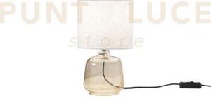 Lume emerald ambra in vetro con paralume in tessuto 1 luce attacco 