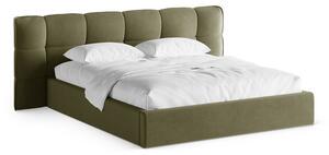 Letto matrimoniale imbottito verde con contenitore con rete inclusa 160x200 cm Eric – Micadoni
